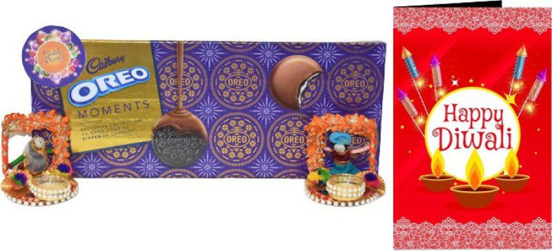 Uphar Creations Classic Oreo Gift Box With Diwali SpecialTealight Candle Holder And Diwali card | Diwali Gifts| Chocolate Gifts| Combo  (Classic Oreo Moments Box-1 | Diwali Card-1 | Tealight Candle Holder-1)