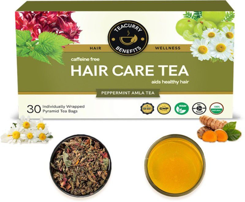 TEACURRY Healthy Hair Tea - 30 Tea Bags | Healthy Hair Tea For Hair Growth, Shine, Repair & Strength | 100% Herbal Assorted Herbal Tea Pouch  (30 Bags)