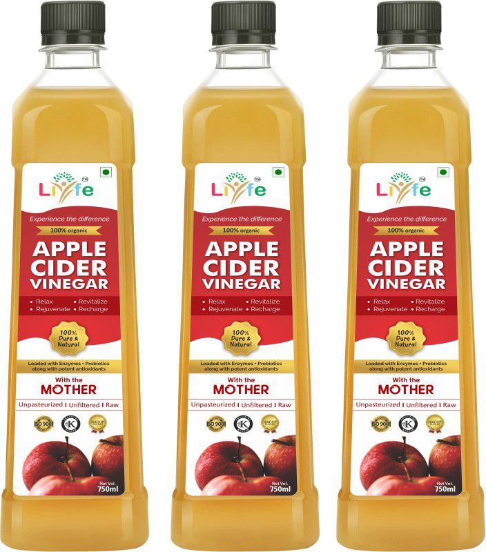 LIYFE Organic Apple Cider Vinegar with Mother Vinegar (750 ml, Pack of 3) Vinegar  (3 x 750 ml)