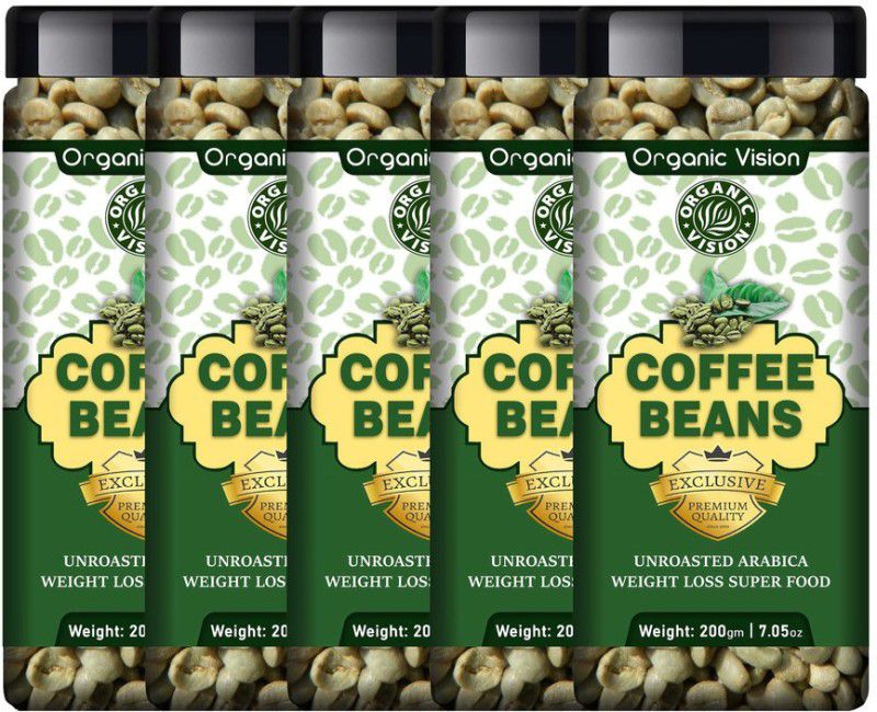 Organic Vision Green Coffee Beans Best Fat Burner | Immunity Booster, Helps in Fat Loss Instant Coffee  (5 x 0.2 kg)