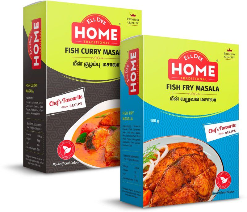 EllDee HOME | Premium Masala | Fish Fry Masala (100g) + Fish Curry Masala (50g)  (2 x 75 g)