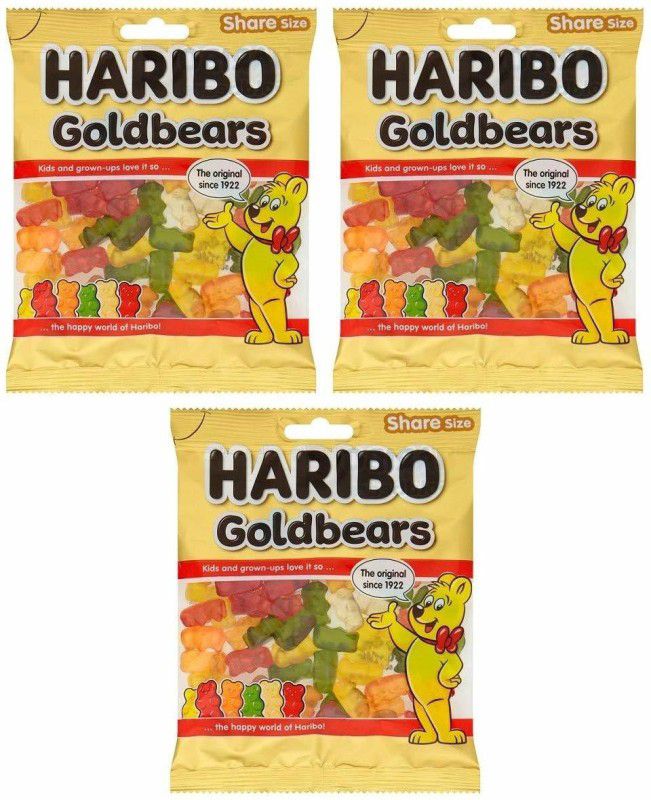 Haribo Gold Bears Share Size Jellies 180g Pack Of 3 Strawberry Jelly Candy  (3 x 180 g)