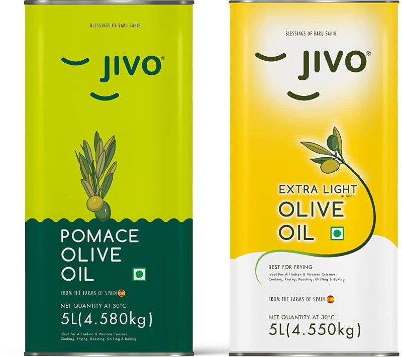 JIVO Pomace 5L+Extra Light 5L Cooking Olive Oil Tin  (2 x 5 L)