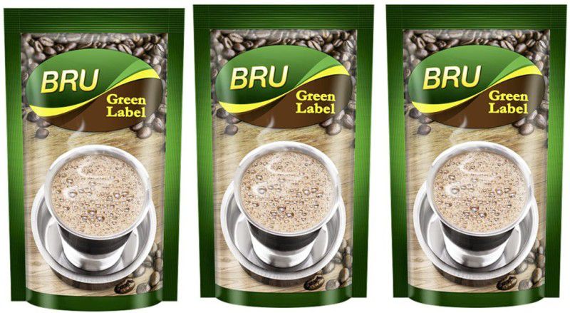 BRU GREEN LABLE FILTER COFFEE PACK OF 3 Filter Coffee  (3 x 200 g, Chicory Flavoured)