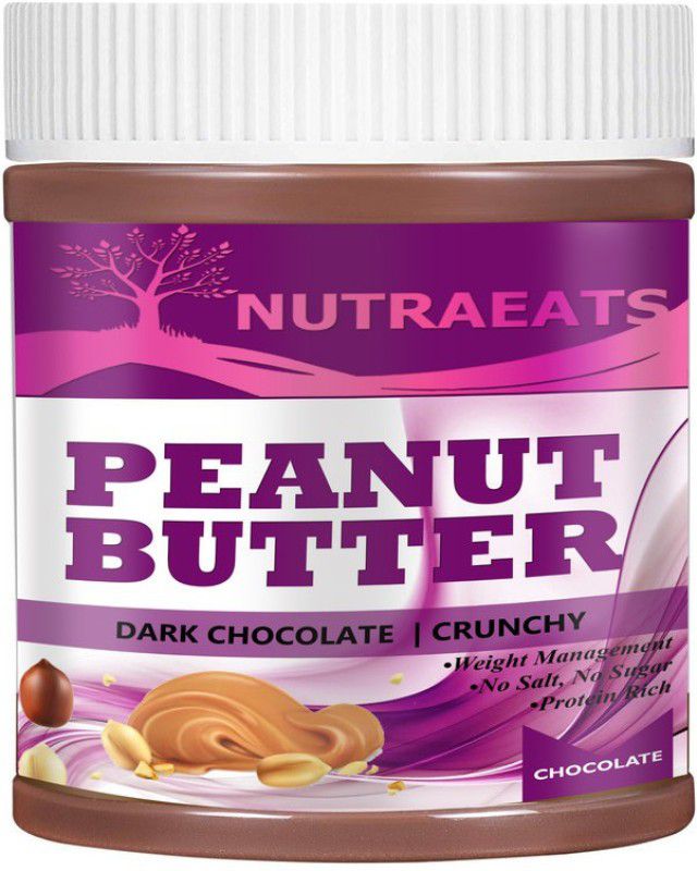 NutraEats Nutrition Crunchy Peanut Butter | Dark Chocolate Peanut Butter with High Protein & Anti-Oxidants (86) 475 g