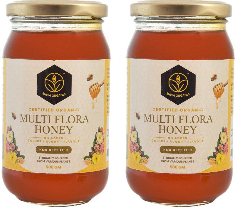 Shiva Organic Multi Flora Honey 1 KG NMR Tested 100%Natural Healthy & Pure Honey-Multi flowers  (2 x 0.5 kg)