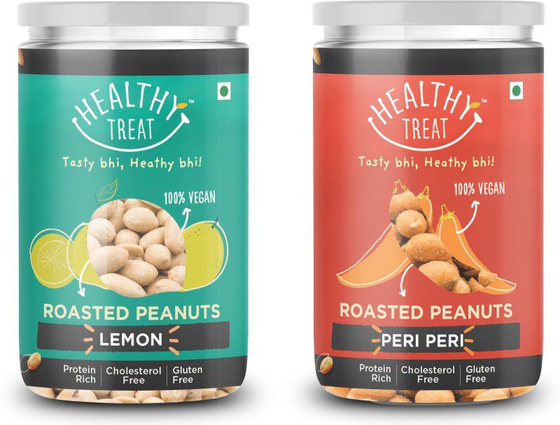 Healthy Treat Roasted Peanut Lemon and Peri Peri Combo 400 gm (Pack of 2 - 200 gm Each) | Preservative Free | Protein Rich  (2 x 200 g)