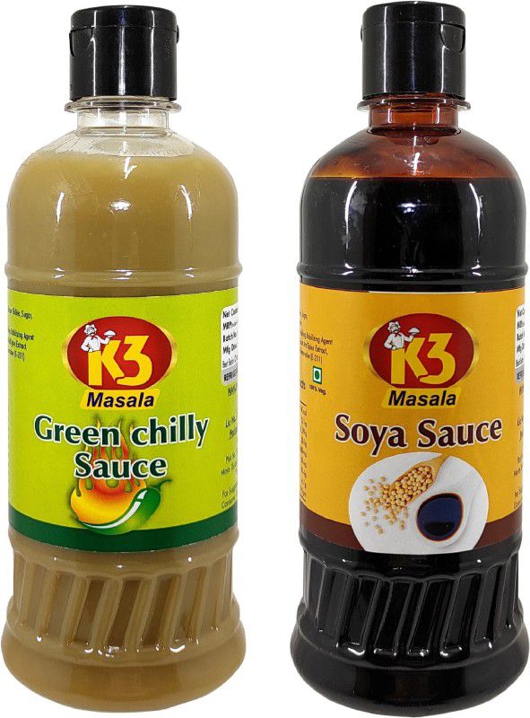 K3 Masala Soya Sauce (500ml),Green Chilli Sauce (500ml) (Pack of 2) Sauce  (2 x 500 ml)