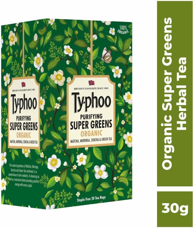 typhoo Purifying Super Green Organic Tea Unflavoured Matcha Tea Bags Box  (20 Bags)