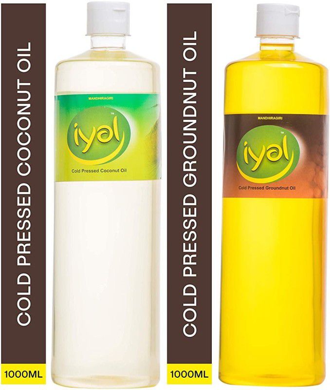 Iyal Combo Pack of Oil Groundnut Oil and Coconut Oil ( 1000 Ml Each ) Groundnut Oil Can  (1000 ml)