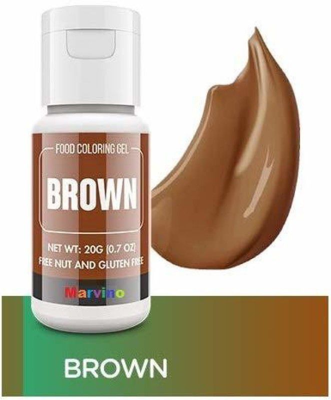 Marvino Color Gel Food Colouring, Vibrant Icing Colors Veg and Gluten Free Gel Icing Colors for Cake Decorating, Baking, Fondant, Slime Edible Food Dye Colour - (20ml) Bottles (Brown) Brown  (20 g)