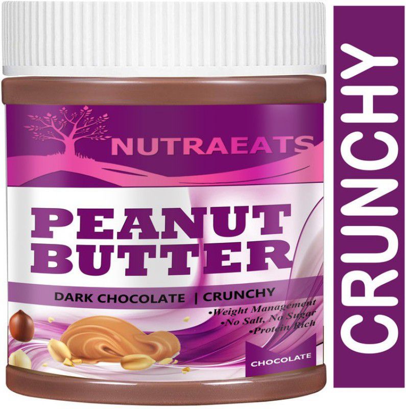NutraEats Nutrition Crunchy Peanut Butter | Dark Chocolate Peanut Butter with High Protein & Anti-Oxidants Premium(26) 500 g