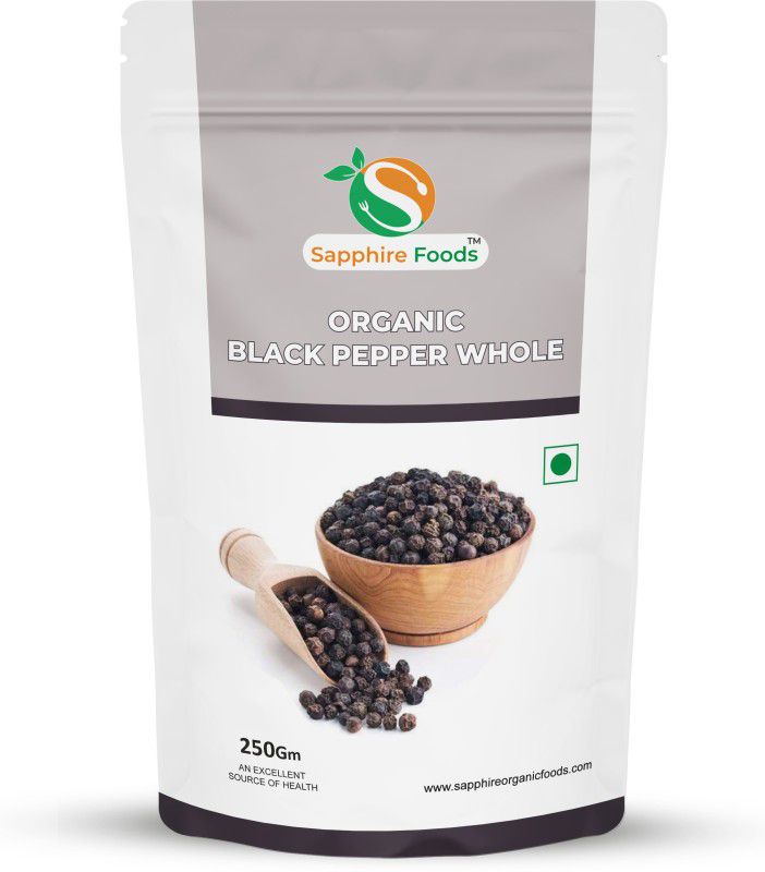 Sapphire Foods Organic Black Pepper / Kaali Mirch Whole  (250 g)