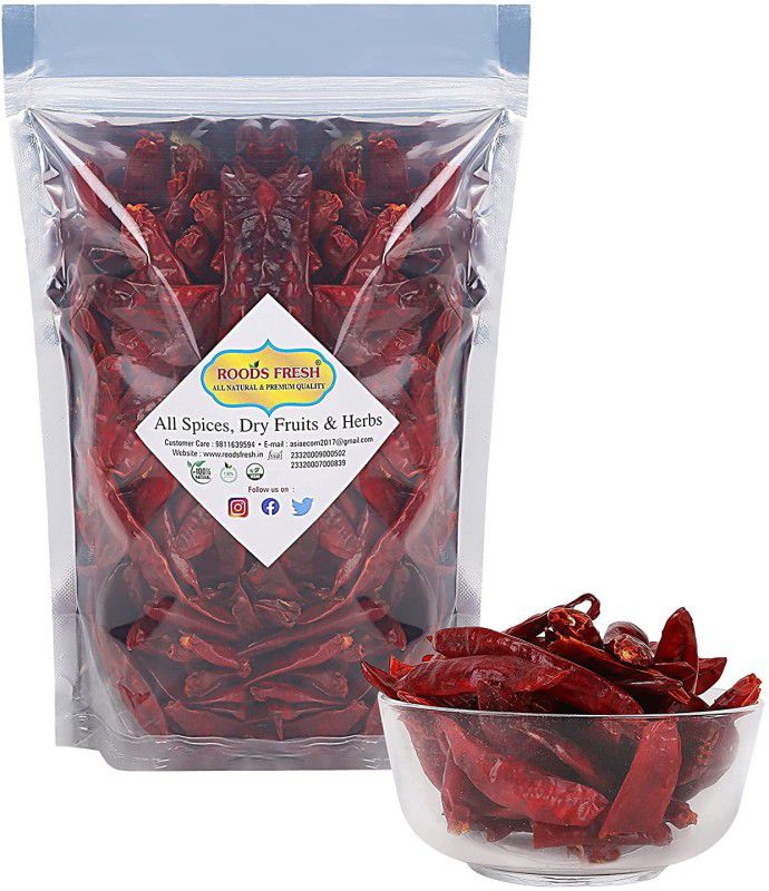 Roods Fresh Mirchi (Stemless ) (Sortex Clean)- Hot Dried Red Chilli (400)  (100 g)
