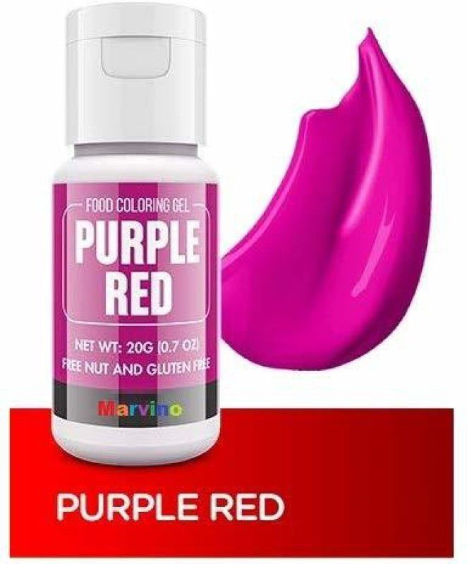 Marvino Color Gel Food Colouring, Vibrant Icing Colors Veg and Gluten Free Gel Icing Colors for Cake Decorating, Baking, Fondant, Slime Edible Food Dye Colour - (20ml) Bottles (Purple Red ) Purple  (20 g)