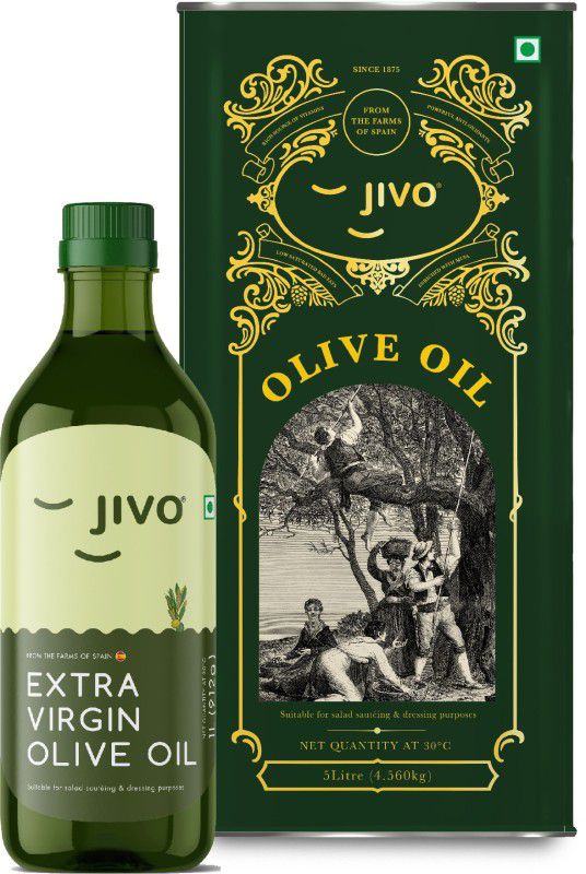 JIVO Extra Virgin Olive Oil 5 litre with 1Litre (Pack of 2) Olive Oil Tin  (2 x 3 L)