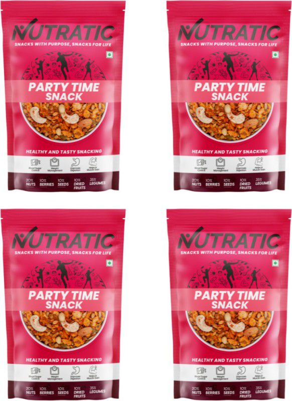 Nutratic Party Time Snack - Dry Fruit Nuts, Seeds & Berries | Healthy and Tasty Snacking  (4 x 200 g)