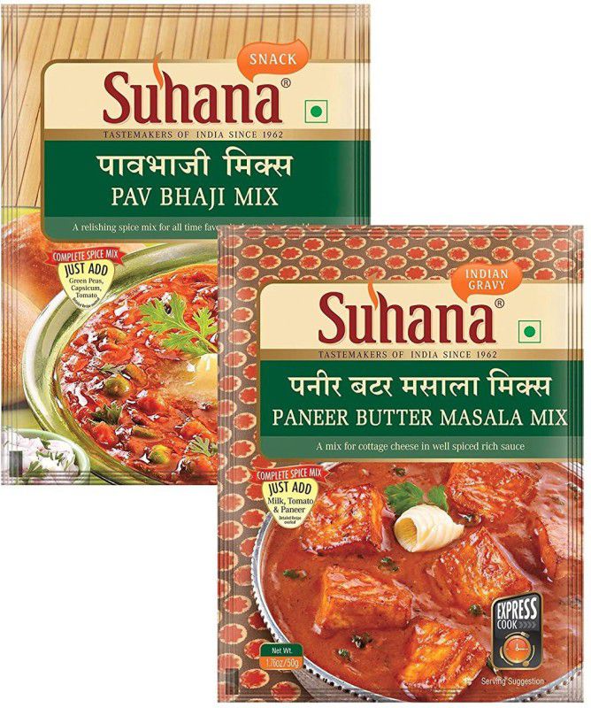 SUHANA Paneer Butter Masala Mix 50g x 4, Pavbhaji 60g x 4  (2 x 220 g)