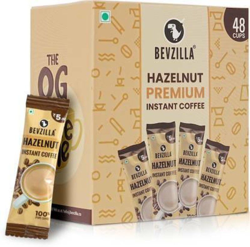 Bevzilla Instant Coffee Powder Box - 48 Sachet (Hazelnut), Arabica Coffee Instant Coffee Instant Coffee  (48 x 2 g, Hazelnut Flavoured)