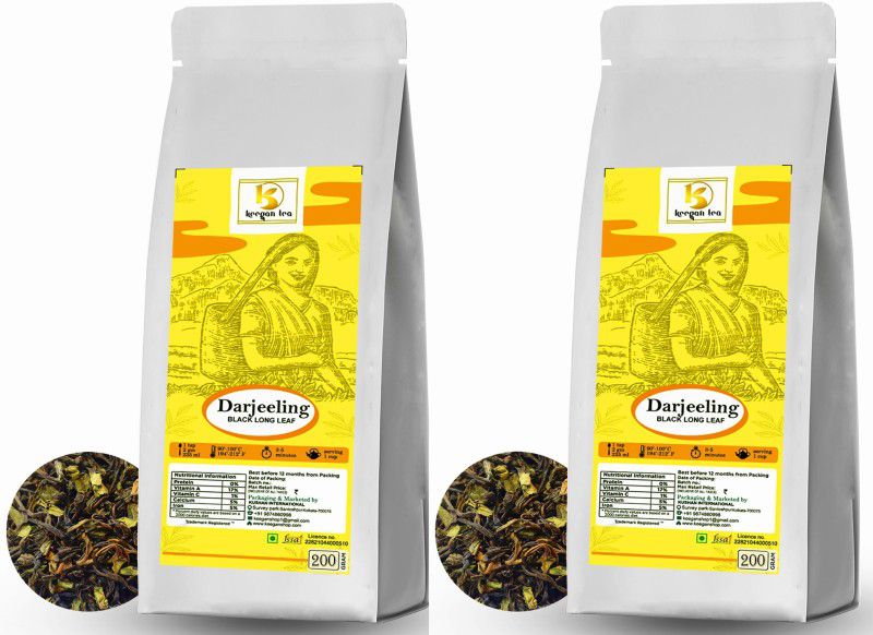 Keegan Tea Pure Darjeeling Long Leaf 200 gm Pouch Combo Pack Of 2 ( Authentic Darjeeling Tea Total 400gm) Tea Pouch  (2 x 200 g)