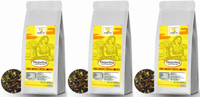 Keegan Tea Pure Darjeeling Long Leaf 200 gm Pouch Combo Pack Of 3 ( Authentic Darjeeling Tea Total 600gm) Tea Pouch  (3 x 200 g)