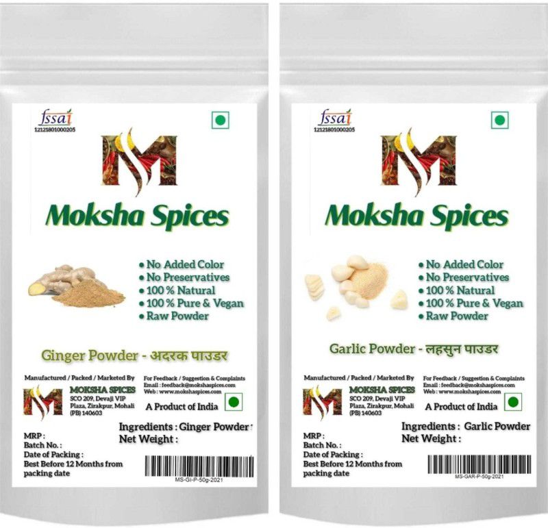 Moksha Spices Ginger - Garlic Powder Combo Pack of 100gm each  (200 g)