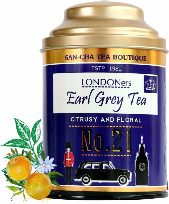 SANCHA Londoners Darjeeling Earl Grey Tea|100g Loose Leaf Tea|Golden Orange Pekoe Bergamot Orange Black Tea Tin  (100 g)