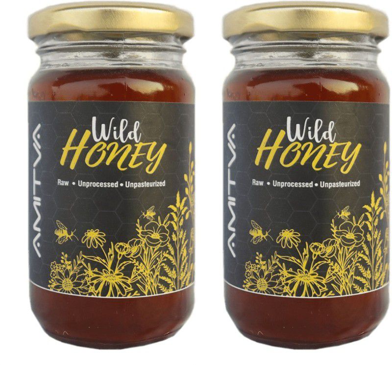AMITVA Wild Forest Honey , Zero Added Sugar , ( Pack of 2 ) - 250gms  (2 x 250 ml)