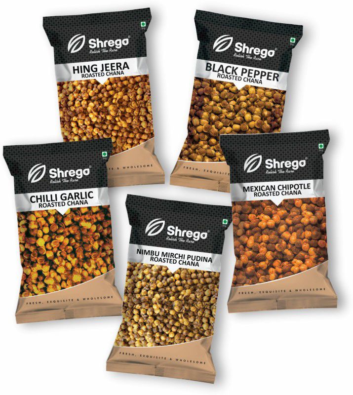 Shrego Flavour Roasted Chana Variety Combo Pack, Snack, 750G (5X150G Vacuum Packed)  (750 g)