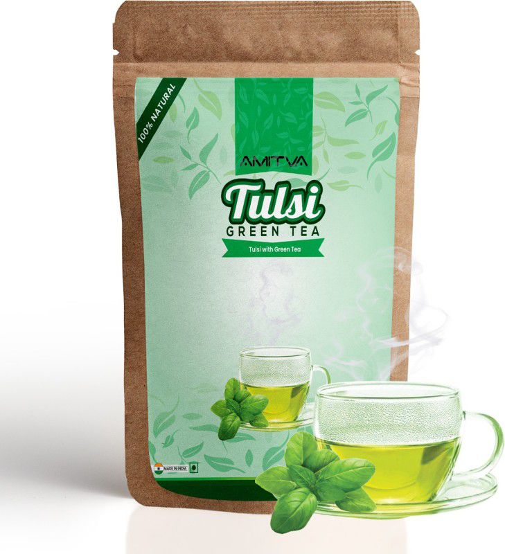 AMITVA Original Tulsi Green Tea 100 Grams ( 50 Cups ) Immunity Boosting, Antioxidant Tulsi Green Tea Pouch  (100 g)