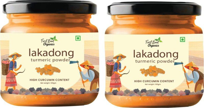 First Bud Organics Lakadong Turmeric Powder 100 GM|Haldi Powder|Organic|Immunity Booster|Pack Of 2  (2 x 100 g)