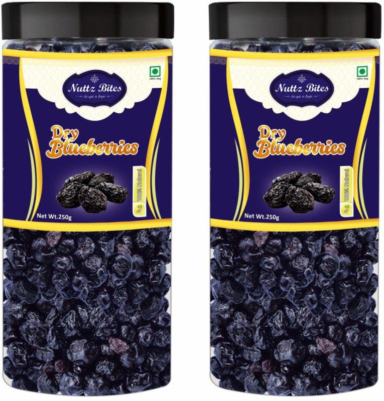 Nuttz Bites Premium Whole Dried Blueberries 500g (Pack of 2-250g Each) Blueberry  (2 x 250 g)