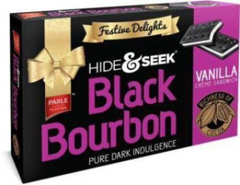 PARLE Hide & Seek Black Bourbon vanilla creme sandwich Pure Dark Indulgence Cookies  (300 g)