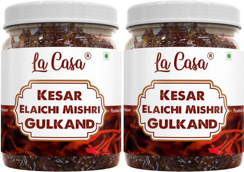 La Casa Pushkar Gulkand with Mishri, Elaichi & Kesar | Combo Pack of 2 | Homemade & Organic | 800 g  (Pack of 2)