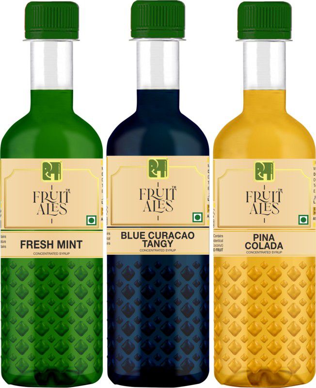 DHAMPURGREEN Mocktail Combo, Syrups for Mocktail 300ml each Blue Curacao, Fresh mint, Pina colada  (900 g, Pack of 3)
