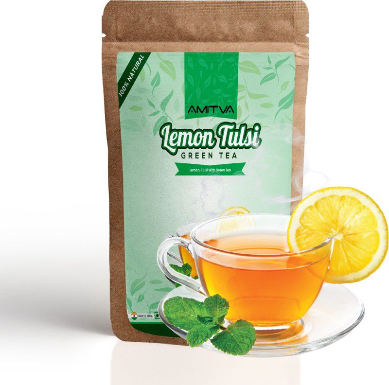 AMITVA Lemon Tulsi green tea 100g ( 50 Cups ) , Immunity Booster , Rich in Vitamin-C Tulsi, Lemon Green Tea Pouch  (100 g)