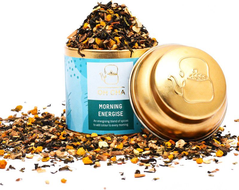 Oh Cha Morning Energise Tea | Natural Green tea leaves with 10 herbs | Wellness Tea Tulsi Green Tea Tin  (35 g)