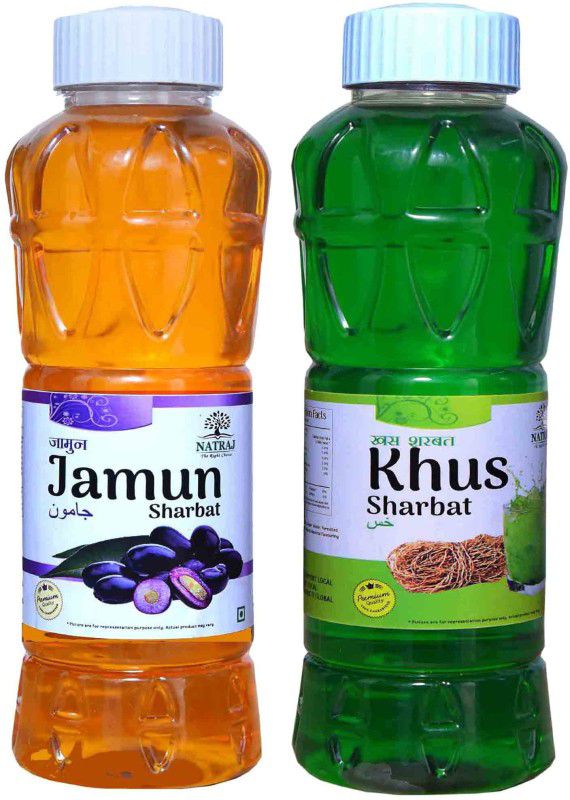 NATRAJ The Right Choice Jamun & Khus Sharbat 1500 Ml (Pack of 2 x 750 ml Bottle) KHUS, JAMUN  (1500 ml, Pack of 2)