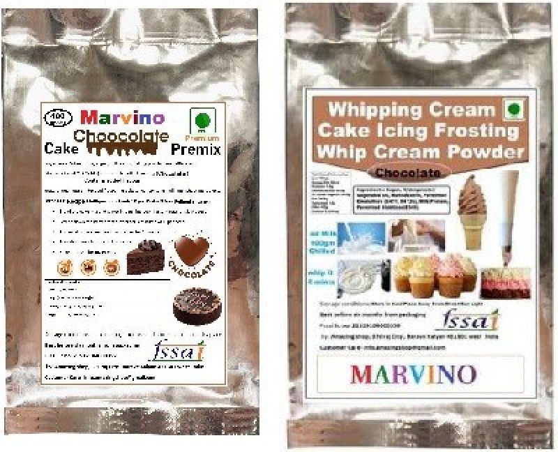 Marvino Cake Premix Chocolate & Whipping Cream Veg (Ready Premix) pack of 2 Topping Powder  (2 x 250 g)
