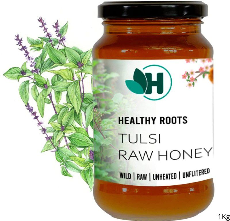 Healthy Roots Tulsi Honey 1Kg Organic Raw Unprocessed ( Pure & Natural)  (1 kg)