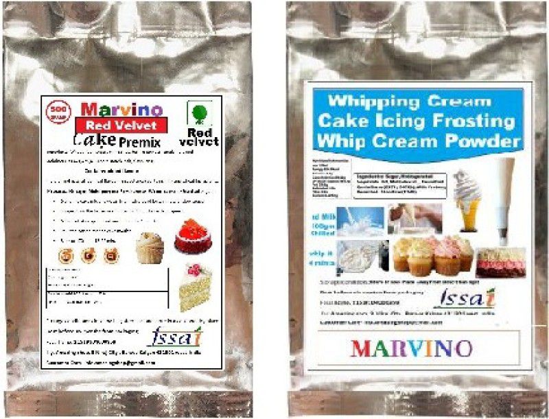 Marvino Red Velvet Premix & Wipping Cream Topping Powder  (2 x 250 ml)