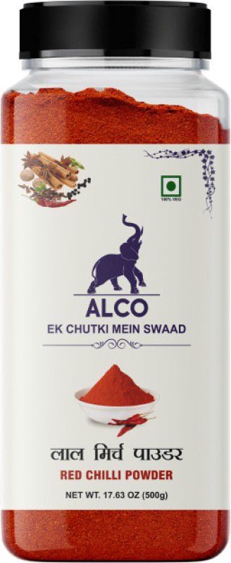 ALCO SPICES Red Chilli Powder - Lal Mirch | 100% Vegetarian, Non-GMO, Gluten Free, Keto Friendly, Dairy Free, Paleo Friendly, Soy Free in Jar  (500 g)
