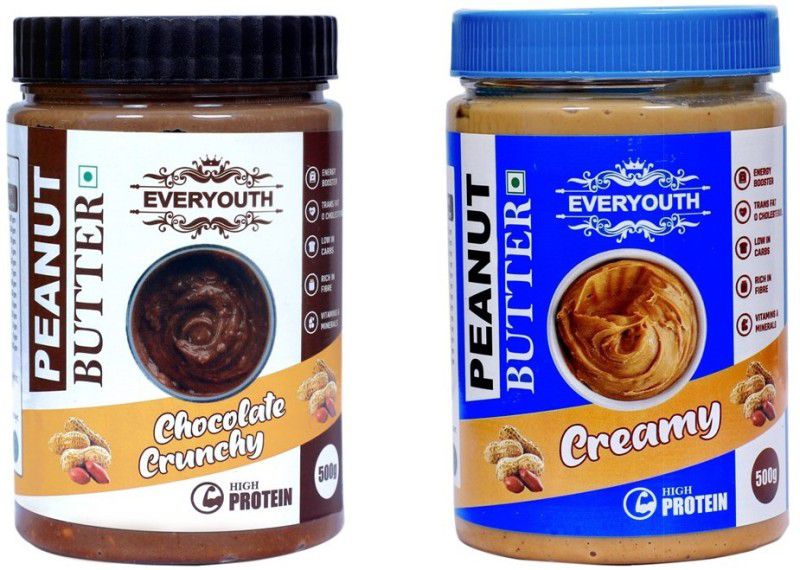 everyouth Peanut Butter Chocolate Crunchy & Creamy|26g Protein|Zero Cholesterol| 1000 g  (Pack of 2)