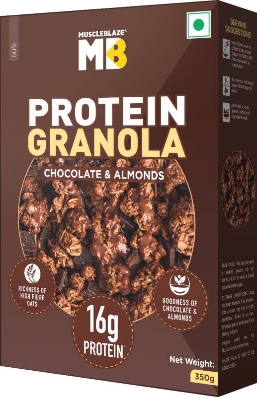 MUSCLEBLAZE Protein Granola, Breakfast Cereals, Chocolate & Almonds, 350 g Box  (350 g)