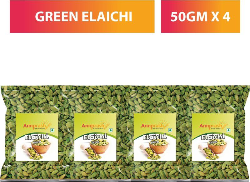 Annprash PREMIUM QUALITY GREEN ELAICHI / CARDAMOM 200GM (50GMx4)  (4 x 0.05 kg)