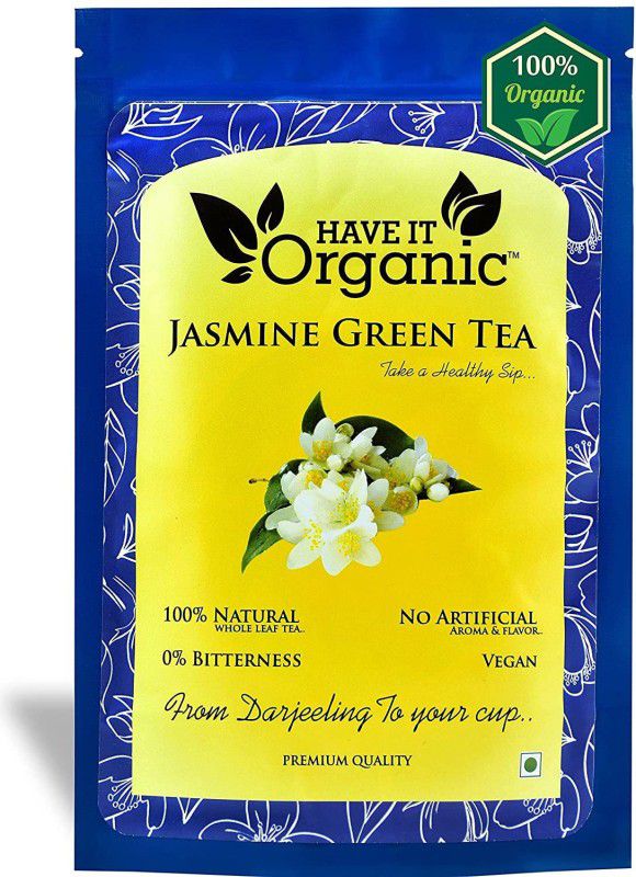 Have It Organic Jasmine Darjeeling Premium Long Leaf Green Tea With Original Jasmine Flowers Jasmine Green Tea Pouch  (100 g)