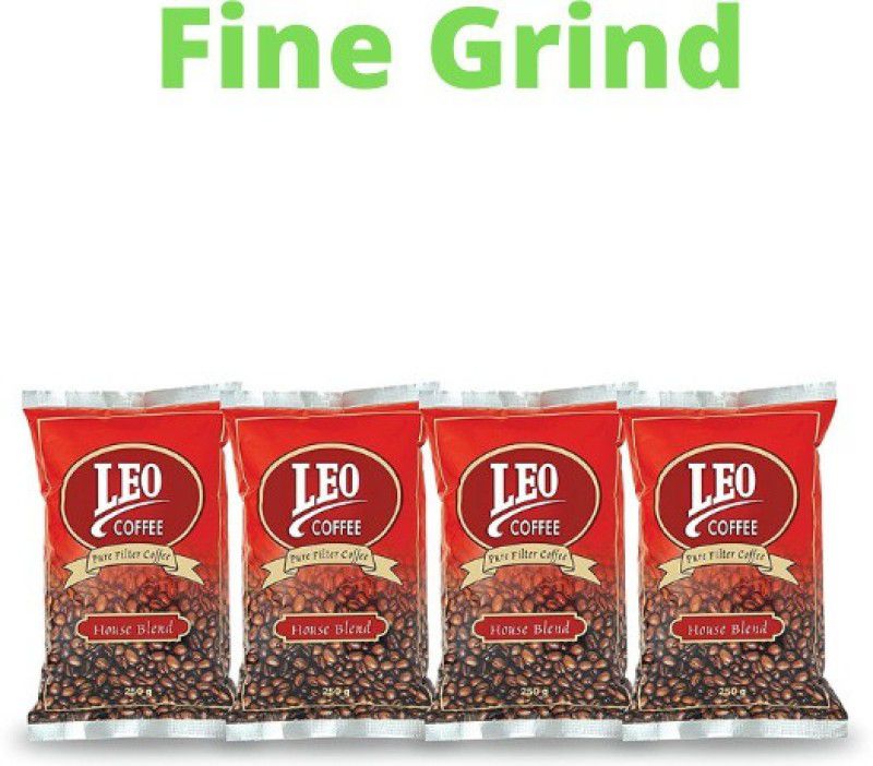 Leo Coffee House Blend Coffee, 100% Pure Filter Coffee Powder, 250g, Pack of 4 (Fine Grind) Filter Coffee  (4 x 0.25 kg)
