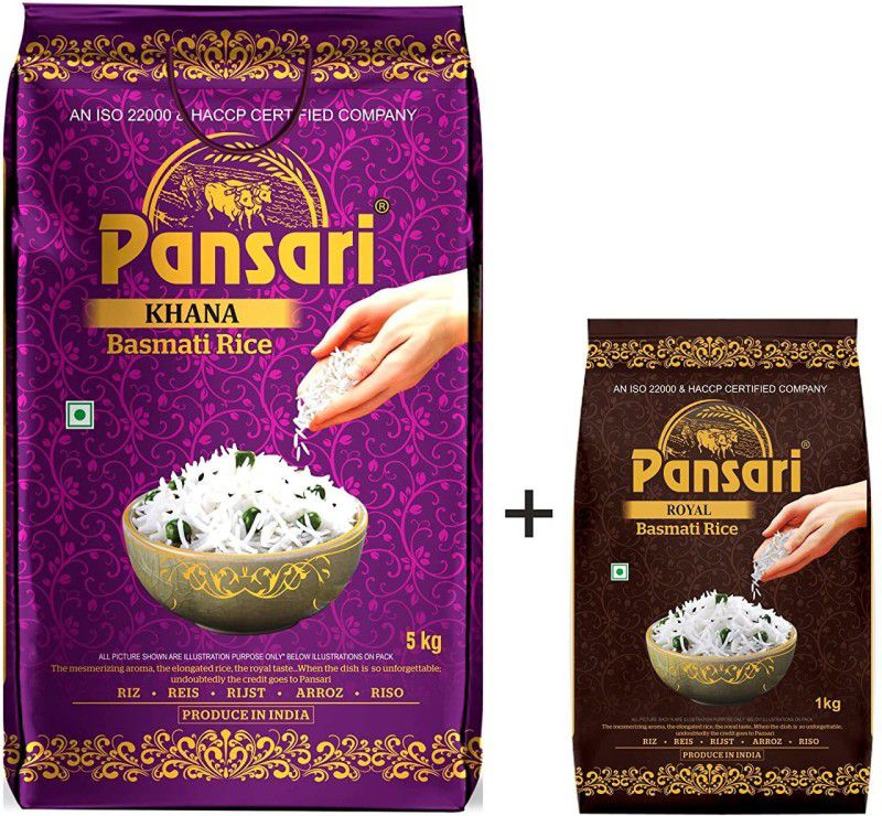 Pansari Combo Pack of Khana and Royal Basmati Rice , 2 Year Aged Long Grain Basmati Rice,Biryani Rice, Pulav Rice Basmati Rice  (6 kg)
