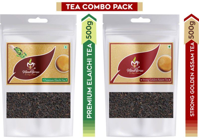 MindBrew Strong Golden Assam Tea Leaf, 500g & Elaichi Masala Tea Leaf, 500g Combo Cardamom Tea Pouch  (4 x 125 g)