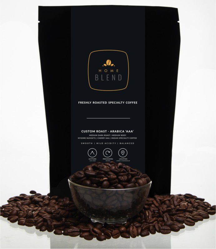 HOME BLEND Whole Bean Coffee - Custom Roast - Premium Arabica 'AAA' Grade - Pack of 250g (Dark Roast) Roast & Ground Coffee  (250 g)